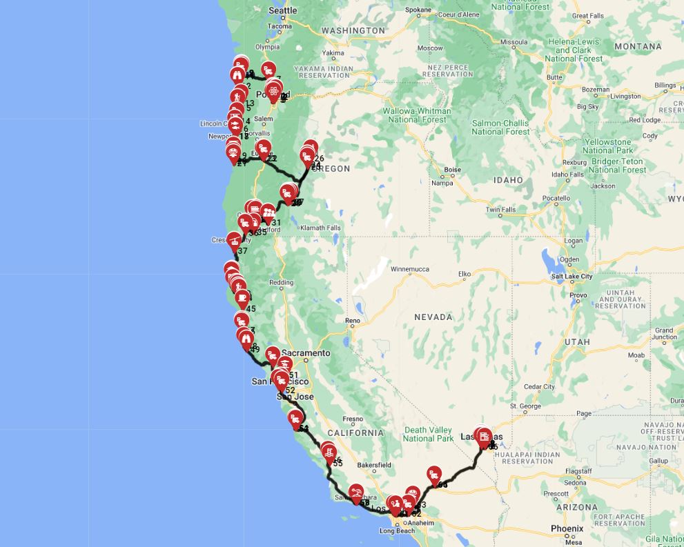Portland to Las Vegas RV trip Planner RV route planner